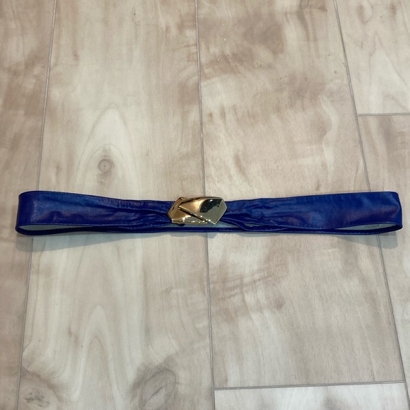 Genuine leather cobalt blue belt - Picture 1 of 14